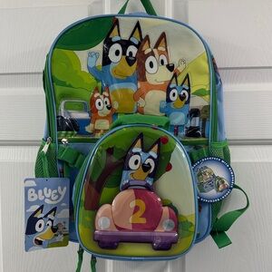 Bluey Kids Backpack with Green and Blue Character Design